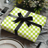 Papier Cadeau Motif damier vert et blanc