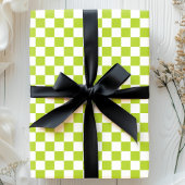 Papier Cadeau Motif damier vert et blanc