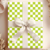 Papier Cadeau Motif damier vert et blanc