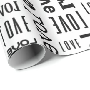 Papier Cadeau Motif d'amour avec des lettres noires