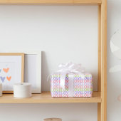 Papier Cadeau Motif d'AMOUR doux rose, pourpre et vert menthe