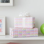 Papier Cadeau Motif d'AMOUR doux rose, pourpre et vert menthe