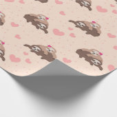 Papier Cadeau Motif d'amour mignon Sloth Couple (Coin)