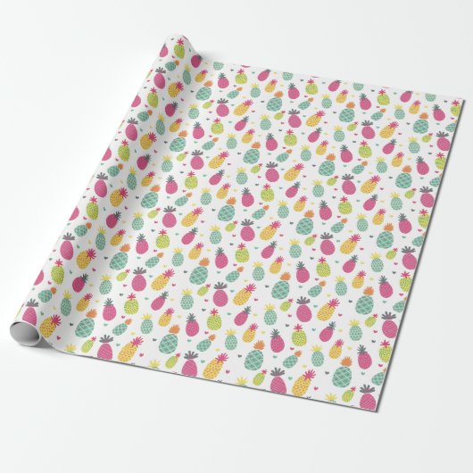 Papier Cadeau Motif d'ananas d'été (Déroulé)