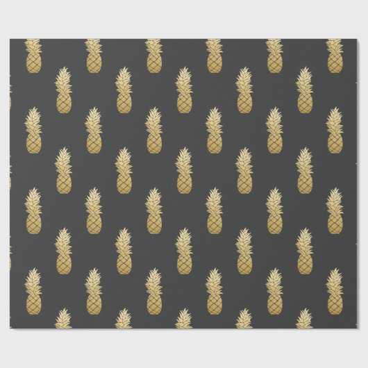 Papier Cadeau Motif d'ananas Gold Faux Foil (Plat)