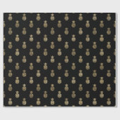 Papier Cadeau Motif d'ananas Tropical Black Gold (Plat)