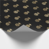 Papier Cadeau Motif d'ananas Tropical Black Gold (Coin)