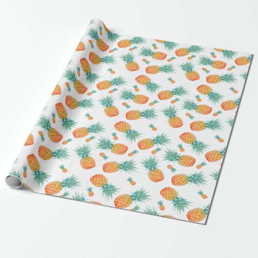 Papier Cadeau Motif d'ananas tropical | Thème Fruit (Déroulé)