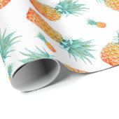 Papier Cadeau Motif d'ananas tropical | Thème Fruit (Coin rond)