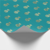 Papier Cadeau Motif d'ananas Turquoise Tropical (Coin)