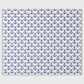 Papier Cadeau Motif d'Ancres Bleu blanc et bleu marine (Plat)