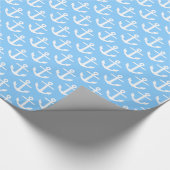Papier Cadeau Motif d'Ancres nautiques bleu ciel (Coin)