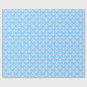 Papier Cadeau Motif d'Ancres nautiques bleu ciel (Plat)
