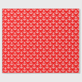 Papier Cadeau Motif d'Ancres nautiques Bright Red White (Plat)
