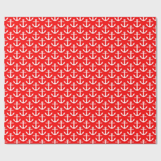 Papier Cadeau Motif d'Ancres nautiques Bright Red White (Plat)