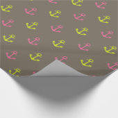 Papier Cadeau Motif d'Ancres nautiques Brown, vert rose (Coin)
