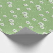 Papier Cadeau Motif Dandelion sur Arrière - plan vert (Coin)