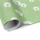 Papier Cadeau Motif Dandelion sur Arrière - plan vert (Coin rond)