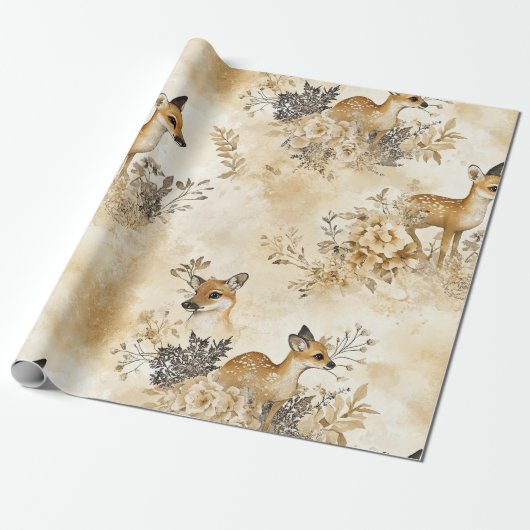 Papier Cadeau Motif d'animal de faon de forêt (Déroulé)