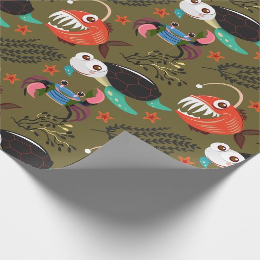 Papier Cadeau Motif d'animaux aquatiques | vie sous-marine en me (Coin)