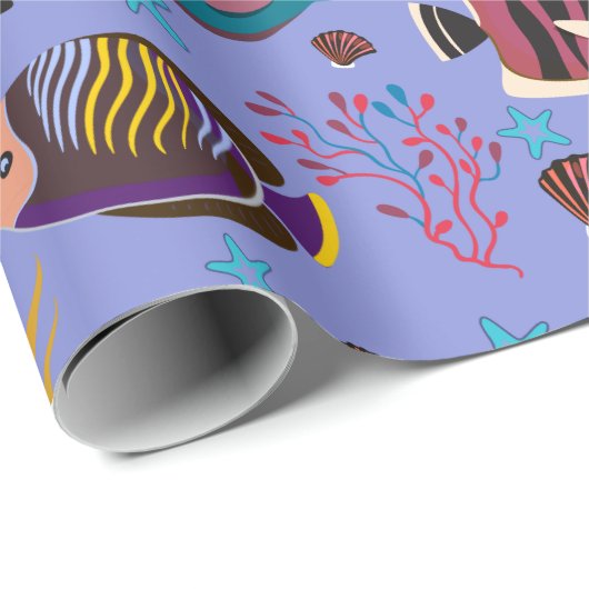 Papier Cadeau Motif d'animaux aquatiques | vie sous-marine en me (Coin rond)