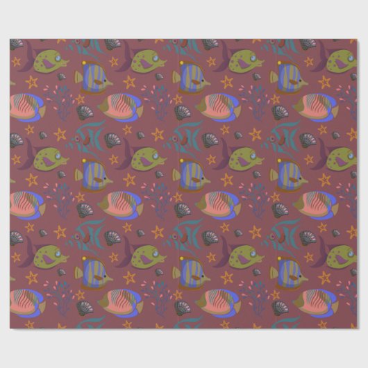 Papier Cadeau Motif d'animaux aquatiques | vie sous-marine en me (Plat)
