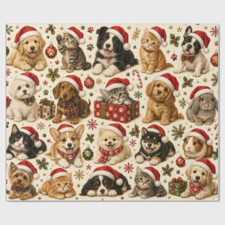 Papier Cadeau Motif d'animaux de compagnie avec chapeau de Père