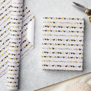 Papier Cadeau Motif d'animaux de ferme de poulet heureux