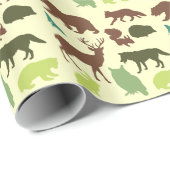 Papier Cadeau Motif d'animaux de forêt (Coin rond)
