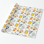 Papier Cadeau Motif d'animaux de safari de bébé (Déroulé)