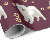 Papier Cadeau Motif d'anniversaire Samoyed (Tissu vendu séparéme (Coin rond)