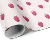 Papier Cadeau Motif d'aquarelle aux framboises roses (Coin rond)