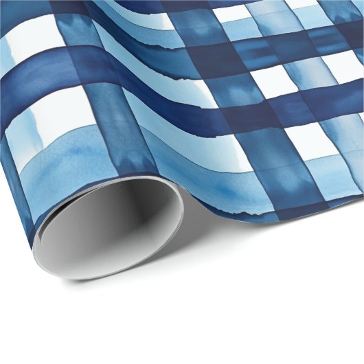 Papier Cadeau Motif d'aquarelle bleu marine (Coin rond)