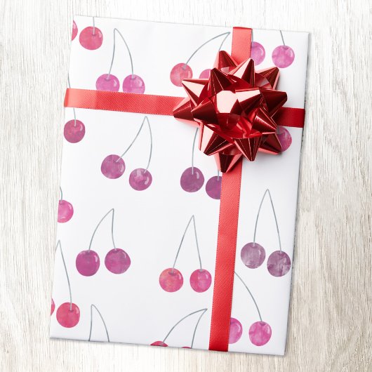 Papier Cadeau Motif d'aquarelle cerise