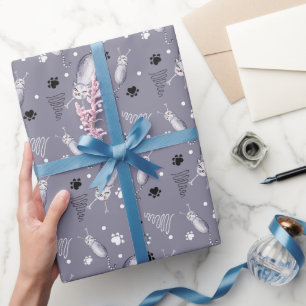 Papier Cadeau Motif D'Aquarelle Chats Et Pâtes