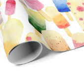 Papier Cadeau Motif d'aquarelle crème glacée (Coin rond)