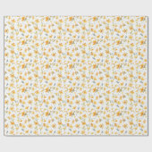 Papier Cadeau Motif d'aquarelle de fleurs jaunes (Plat)