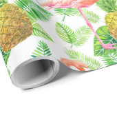 Papier Cadeau Motif d'aquarelle de jardin tropical (Coin rond)