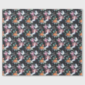 Papier Cadeau Motif d'aquarelle de la grue rouge Chrysanthemum (Plat)