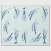 Papier Cadeau Motif d'aquarelle des dauphins (Plat)