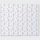 Papier Cadeau Motif d'aquarelle des motoneiges mignons et des oi (Plat)