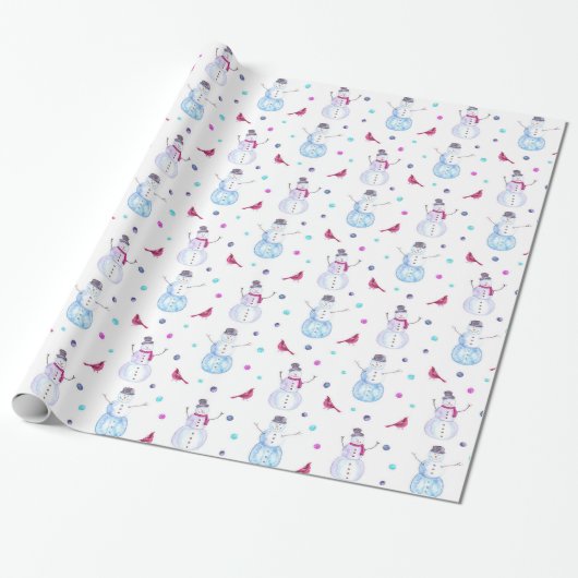 Papier Cadeau Motif d'aquarelle des motoneiges mignons et des oi (Déroulé)