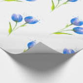Papier Cadeau Motif d'aquarelle des Tulipes bleues (Coin)