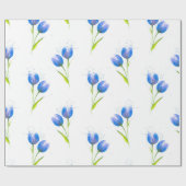 Papier Cadeau Motif d'aquarelle des Tulipes bleues (Plat)