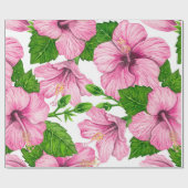 Papier Cadeau Motif d'aquarelle d'hibiscus rose (Plat)