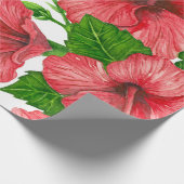 Papier Cadeau Motif d'aquarelle d'hibiscus rouge (Coin)