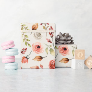 Papier Cadeau Motif d'aquarelle en terre cuite