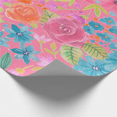 Papier Cadeau Motif d'aquarelle florale en rose (Coin)