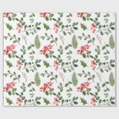 Papier Cadeau Motif d'aquarelle Holly Feuille Red Berry (Plat)