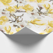 Papier Cadeau Motif d'aquarelle jaune et blanc Magnolia Blossom (Coin)